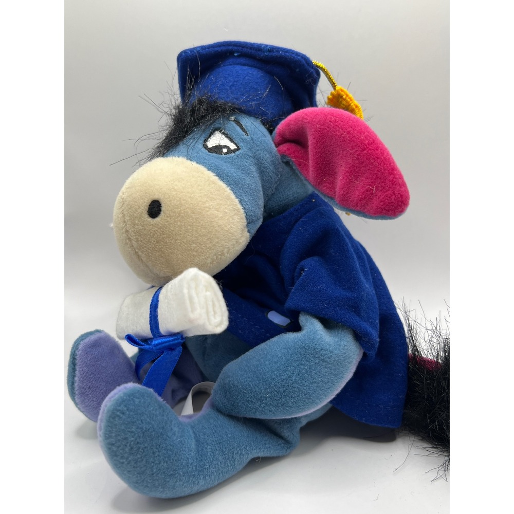 Disney Store Graduation Eeyore Mini Bean Bag Plush 9 Inch New With Tags